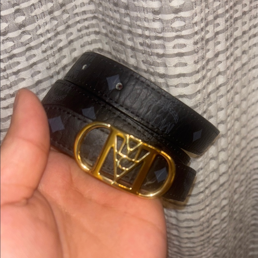 MCM women’s Black Belt with Gold Buckle